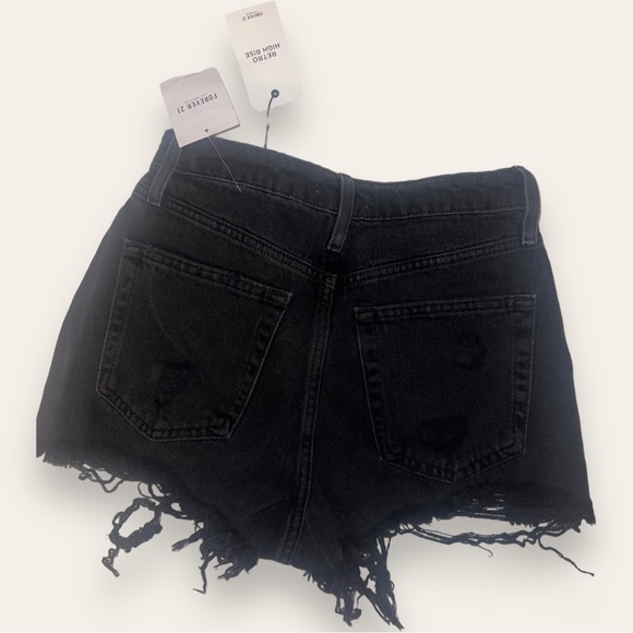 Distressed Retro High Rise Shorts - Picture 3 of 5